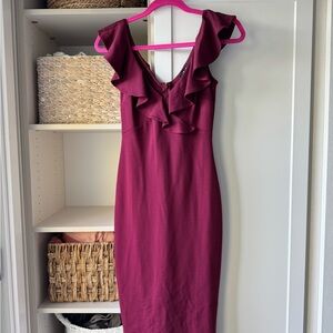 Elegant Burgundy Ruffle Dress